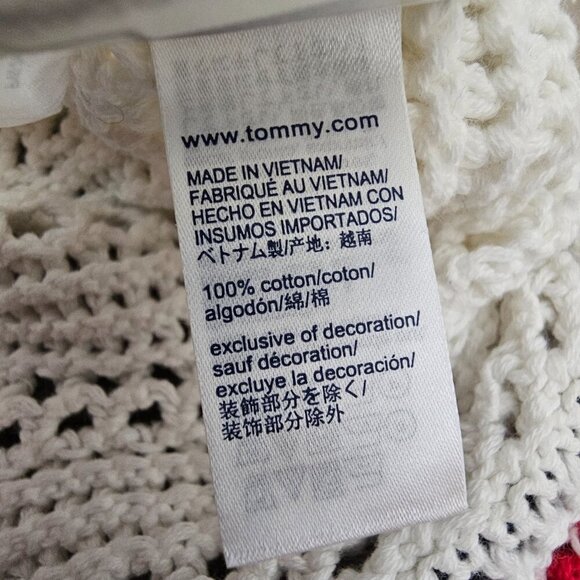 Tommy Hilfiger Women's White Crew Neck Crochet Open Knit Sweater - Picture 8 of 8